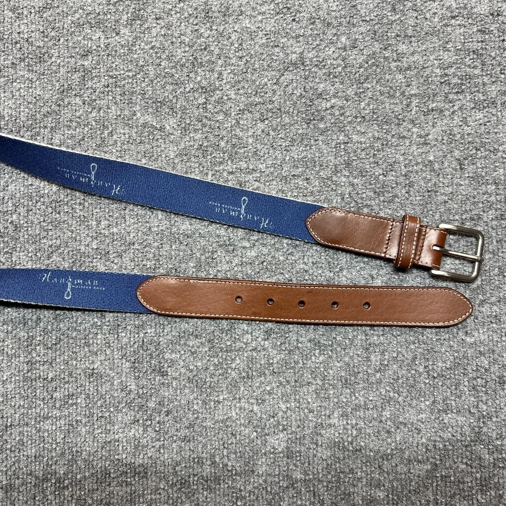 Peter Millar Hangman Whisper Rock Belt Mens 38 Blue Leather Golf Buckle USA